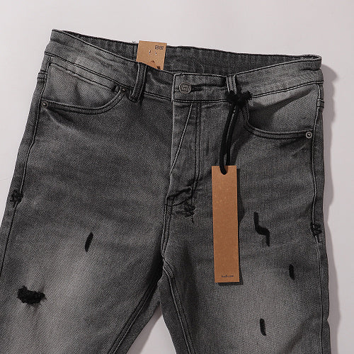 Ksubi Men Grey Distressed Slim Denim Jeans