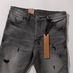 Ksubi Men Grey Distressed Slim Denim Jeans