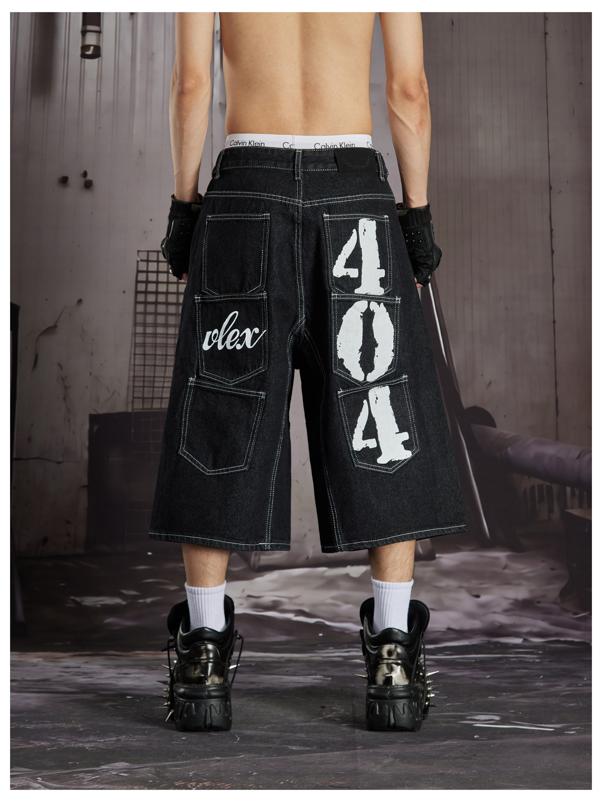 NOMANIAI Multi-pocket adjustable earflap printed capri pants