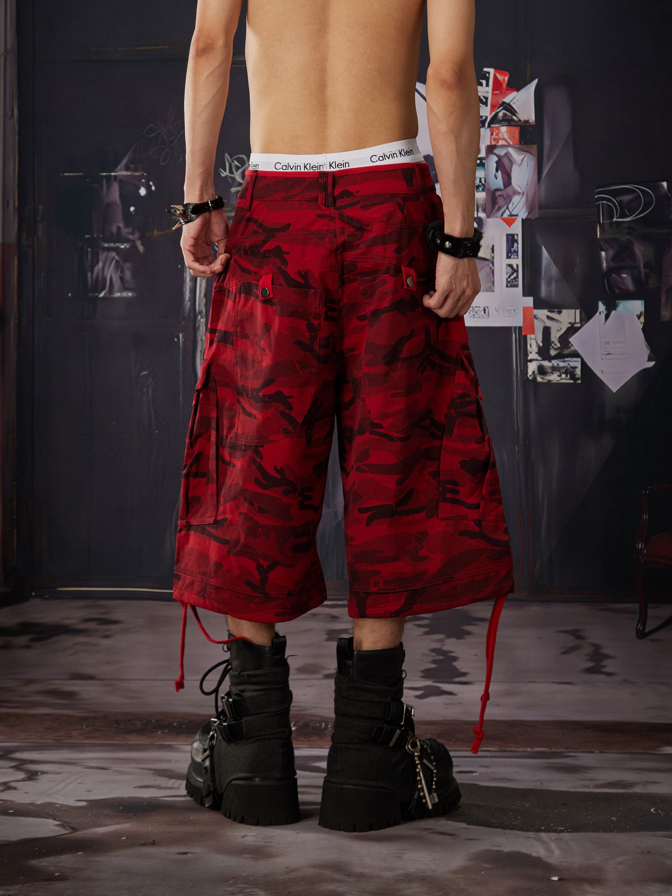 NOMANIAI Red camouflage lightweight casual work pants