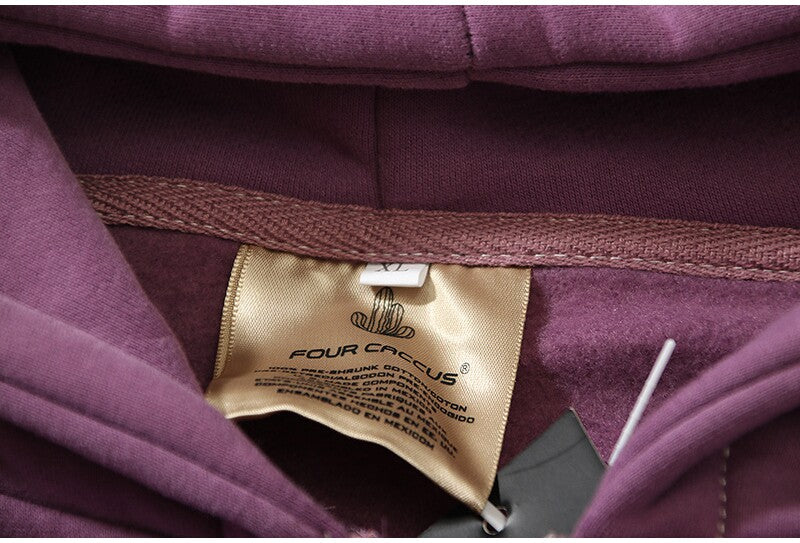 REVENGE embroidered loose fleece hooded sweater