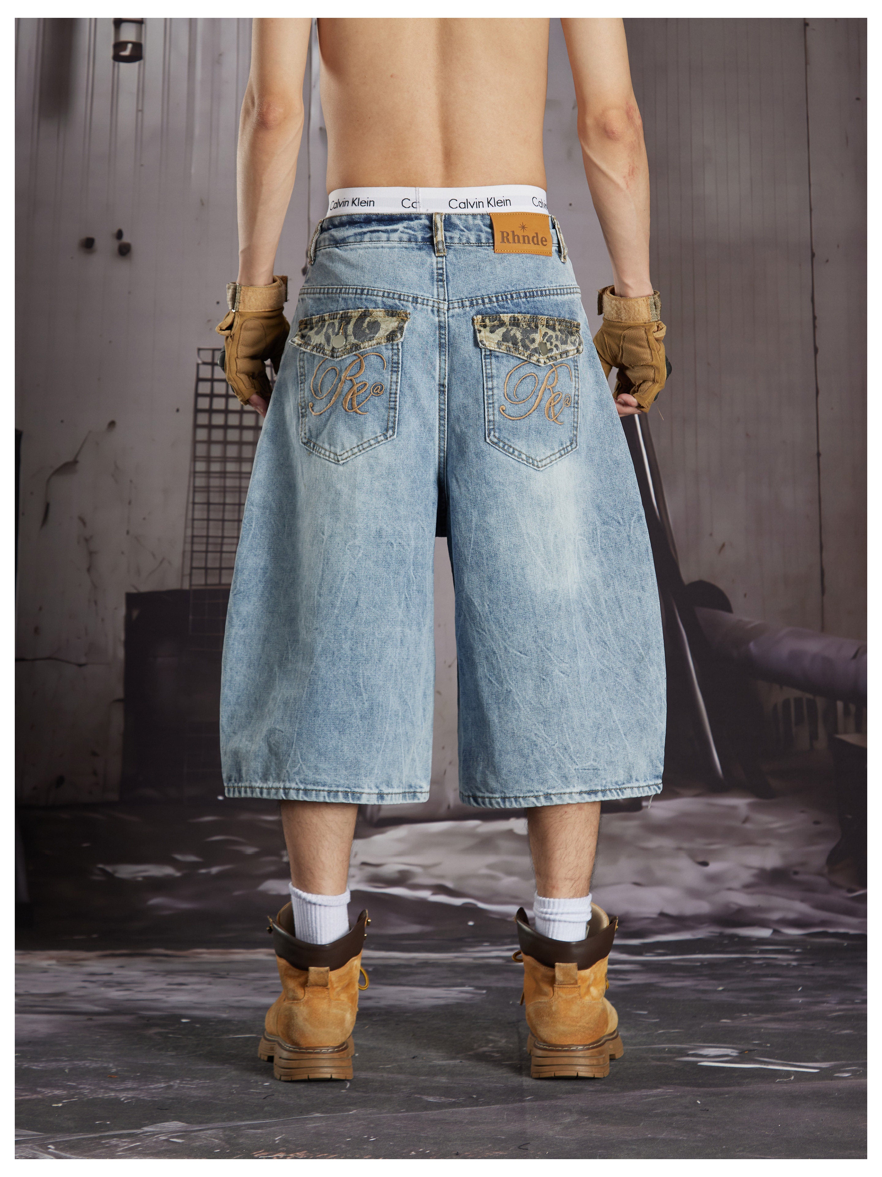 NOMANIAI Leopard print patchwork embroidery capri pants