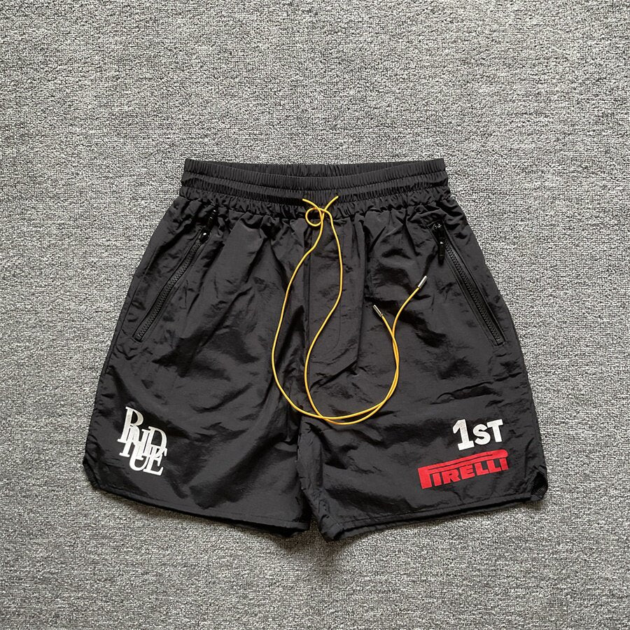 Rhude x Pirelli collaboration summer casual shorts