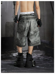 NOMANIAI Dark Vanguard Y2K Hand-painted Rivet Five-Piece Pants