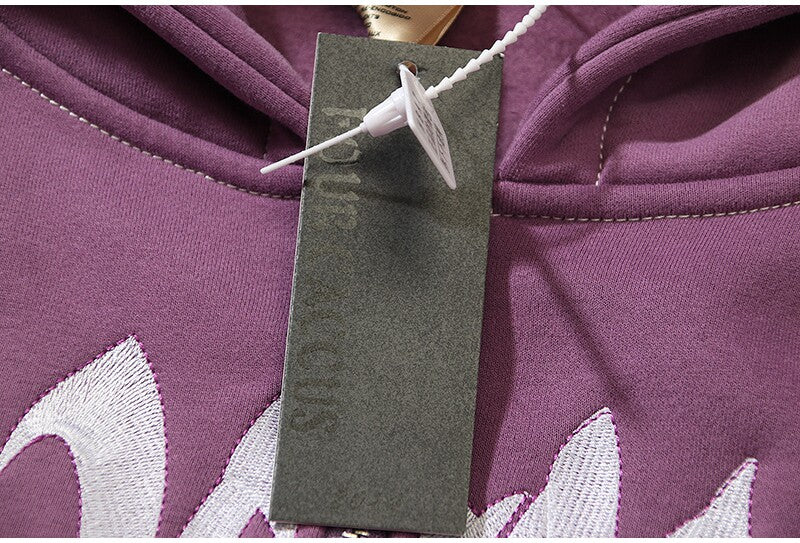 REVENGE embroidered loose fleece hooded sweater