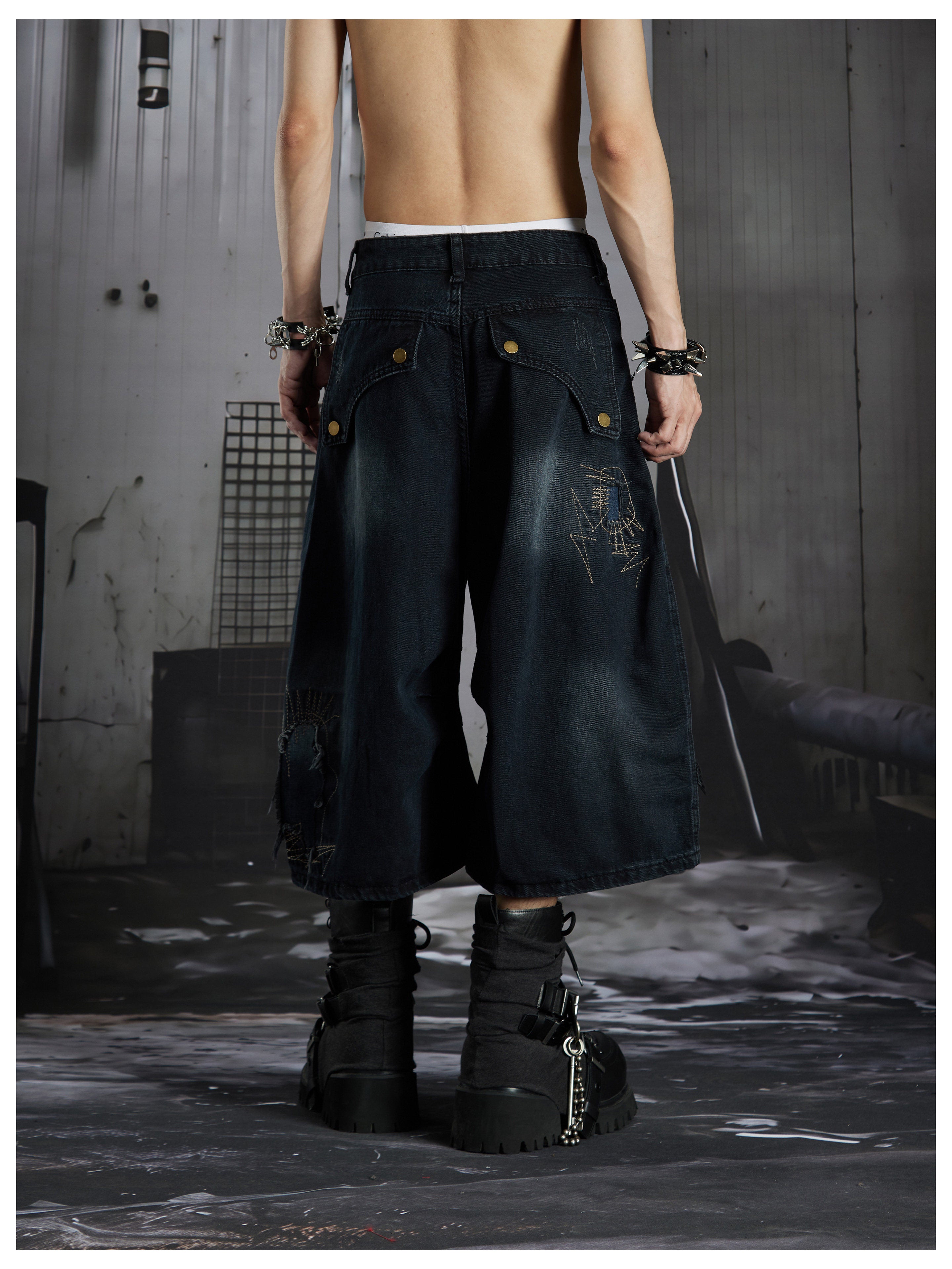 NOMANIAI Wasteland patchwork washed denim jeans