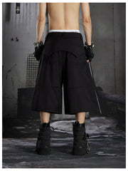 NOMANIAI Metal snap fastening capri pants