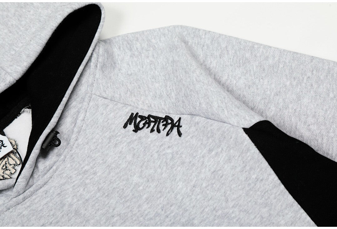 Mertra Contrasting-color embroidered fleece pullover jacket