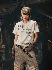 NOMANIAI Streetwear distressed print T-shirt