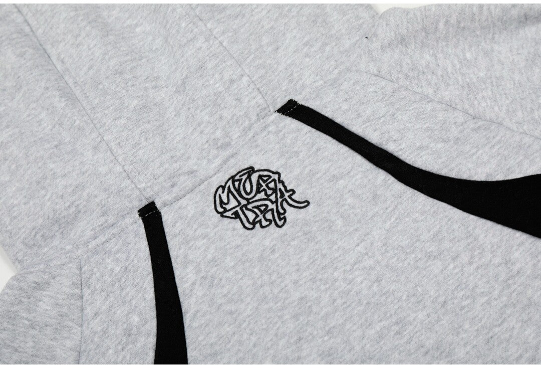 Mertra Contrasting-color embroidered fleece pullover jacket