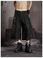 NOMANIAI Multi-pocket work pants, ankle-length pants