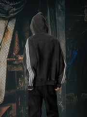 NOMANIAI Three-bar pattern hooded jacket