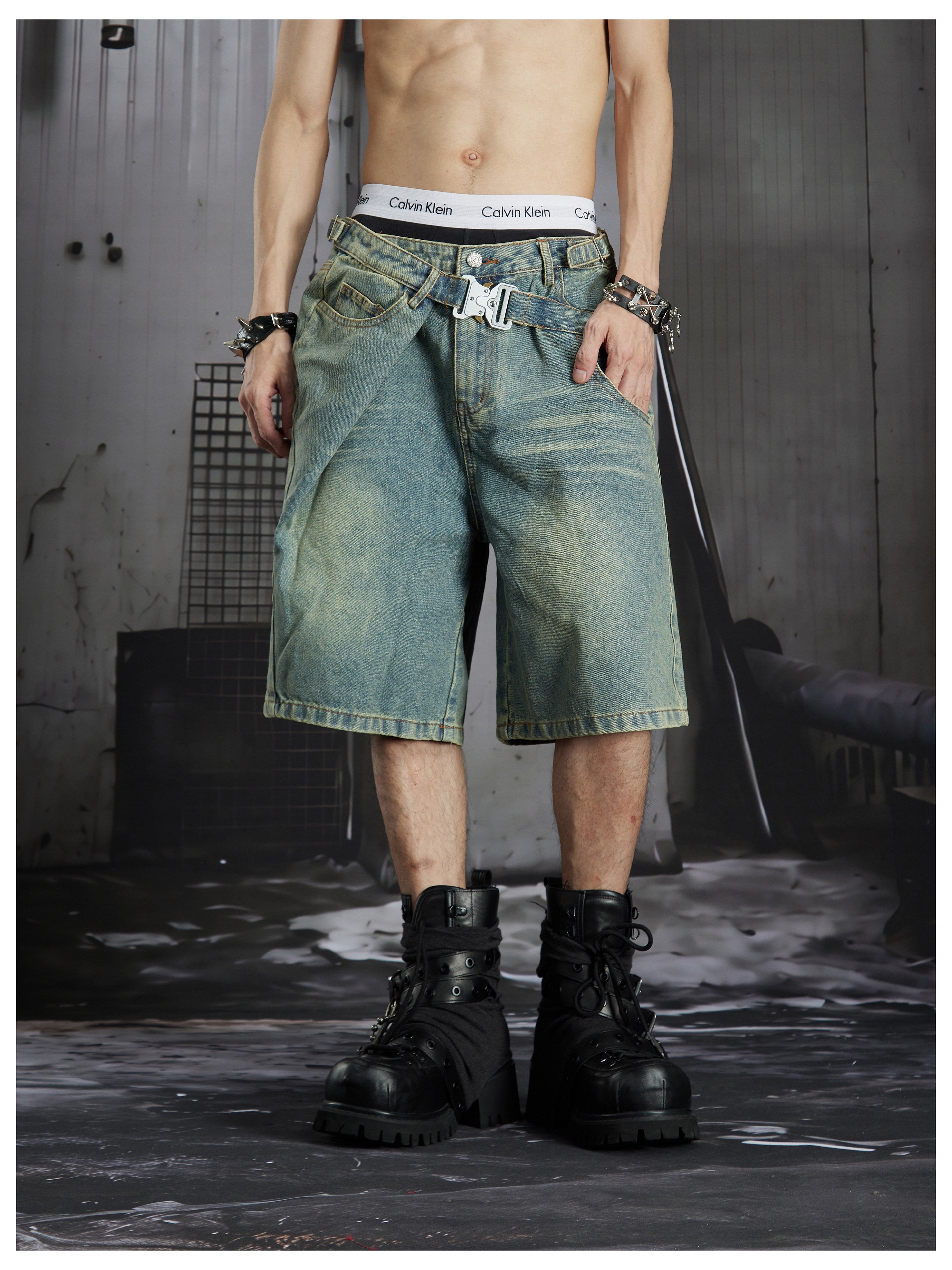 NOMANIAI Double waist top style old-fashioned five-pocket pants