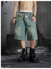 NOMANIAI Double waist top style old-fashioned five-pocket pants