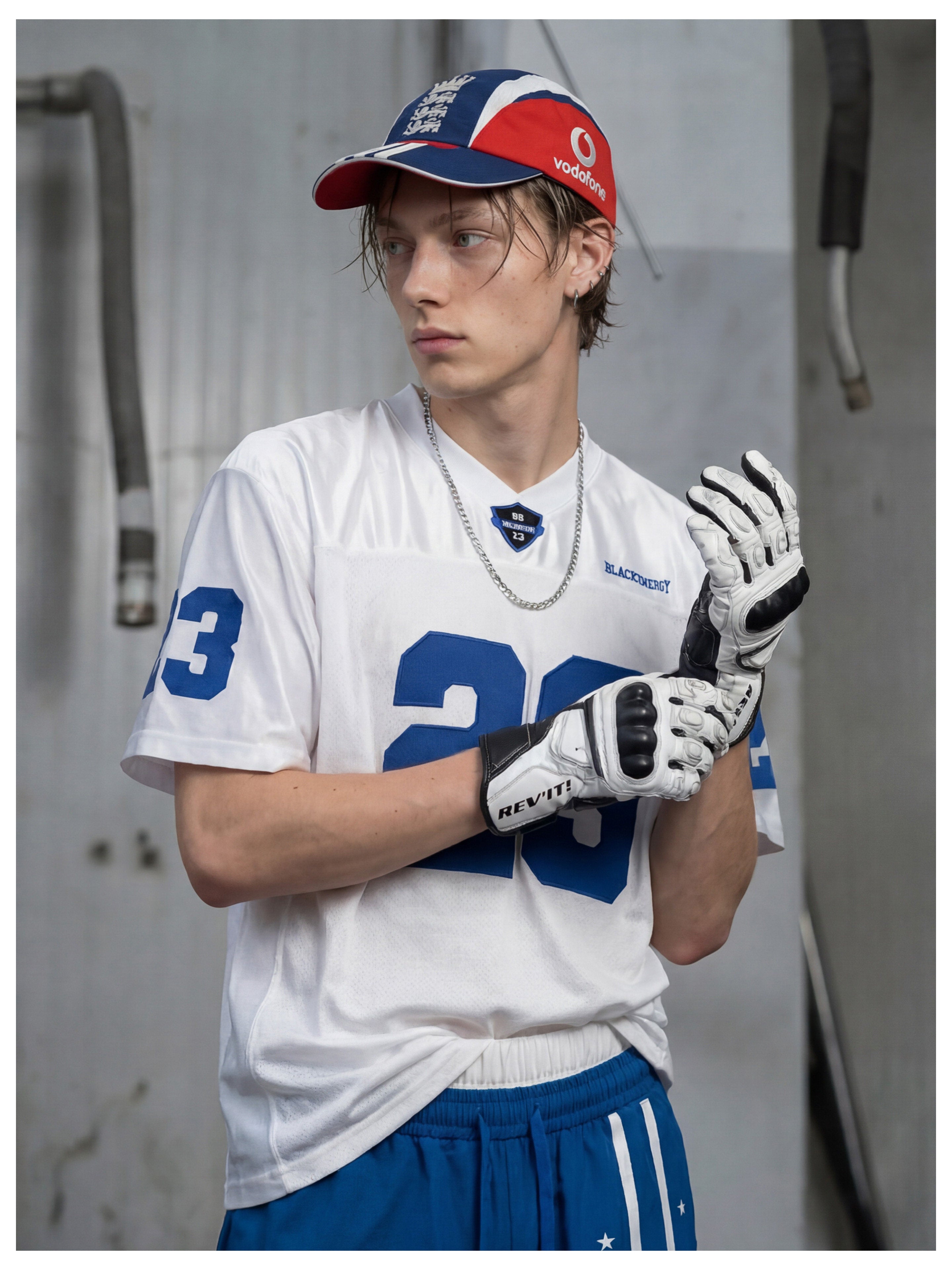 NOMANIAI Full embroidery Jersey sporty style with contrasting colors T-shirt