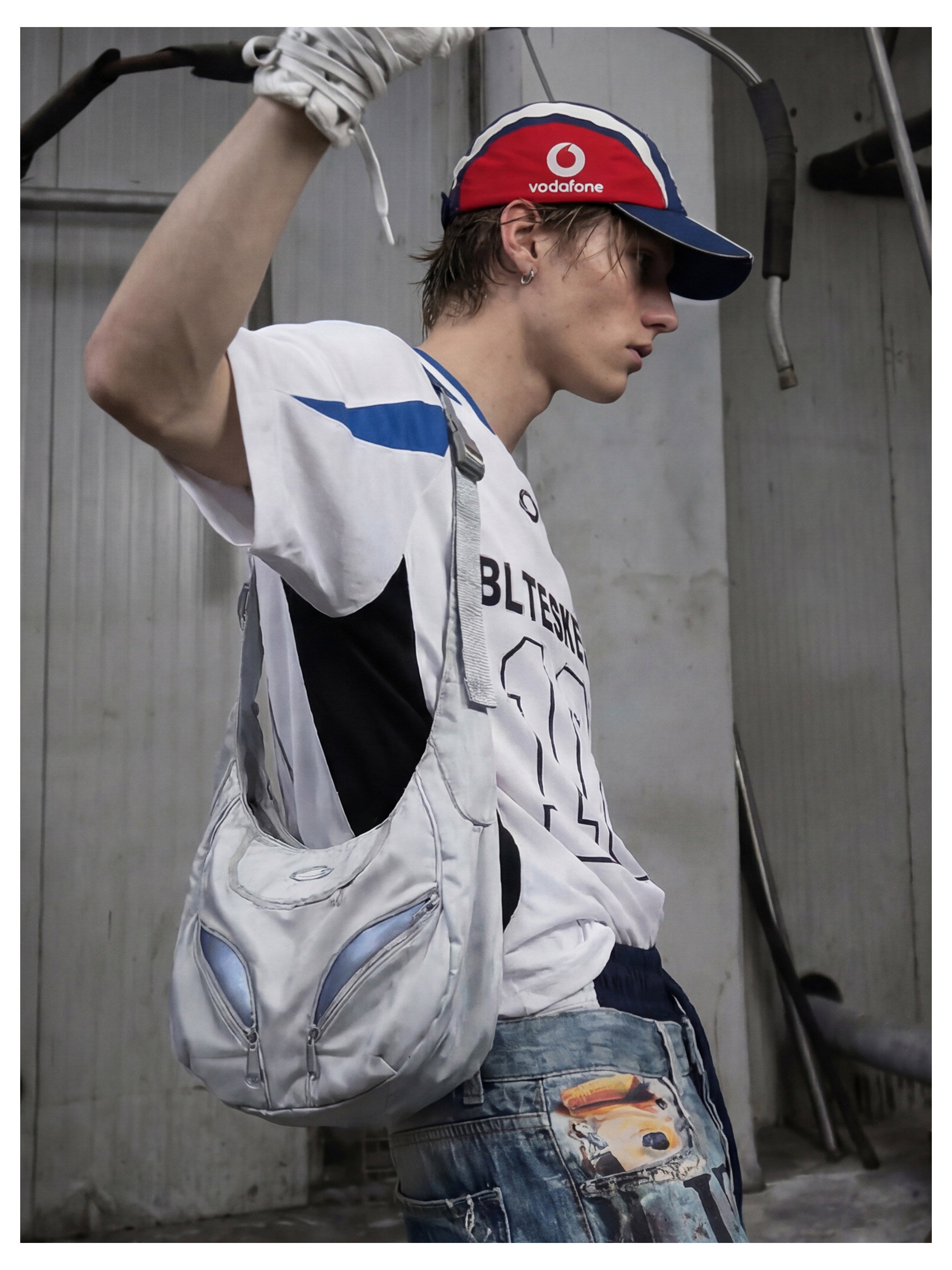NOMANIAI Full embroidery Jersey sporty style with contrasting colors T-shirt