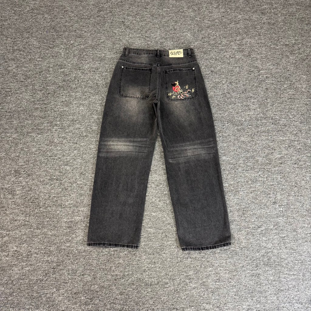 Derschutze Koi Fish Washed Black Jeans