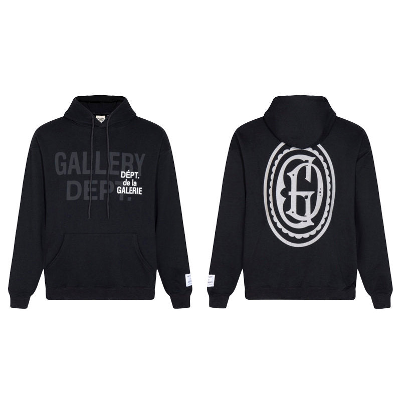 GALLERY DEPT LOGO Printed Loose Cotton Hooded Sweatshirt
