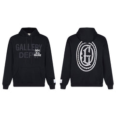 GALLERY DEPT LOGO Printed Loose Cotton Hooded Sweatshirt