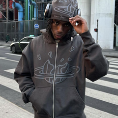 Broken Planet Puff Print Fleece Zip Hoodie