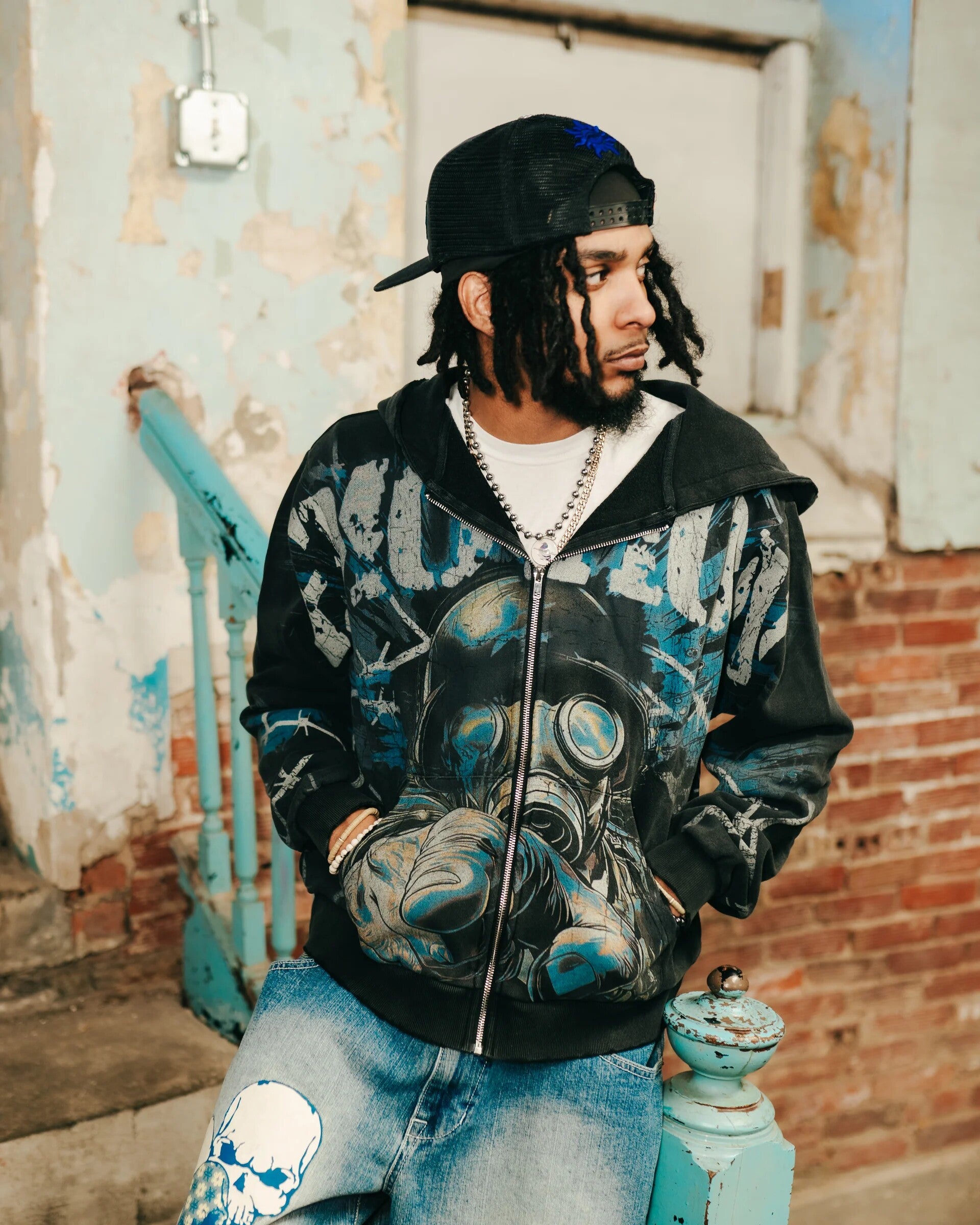 MIXED EMOTION Washed Full Zip Hoodie