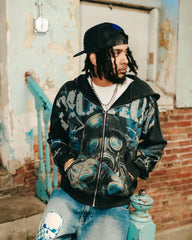 MIXED EMOTION Washed Full Zip Hoodie