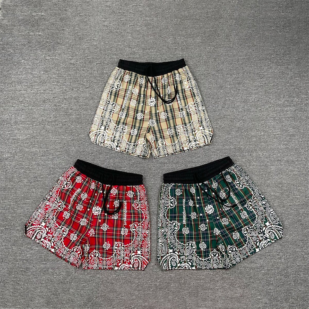 Broken Planet Paisley Plaid Loose Drawstring Shorts