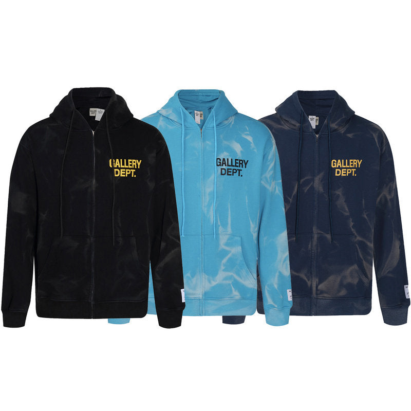 GALLERY DEPT Water Ripple Letterprint Loose Hooded Sweatshirt