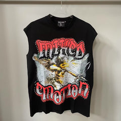 Mixed Emotion Graphic Sleeveless Streetwear Vest
