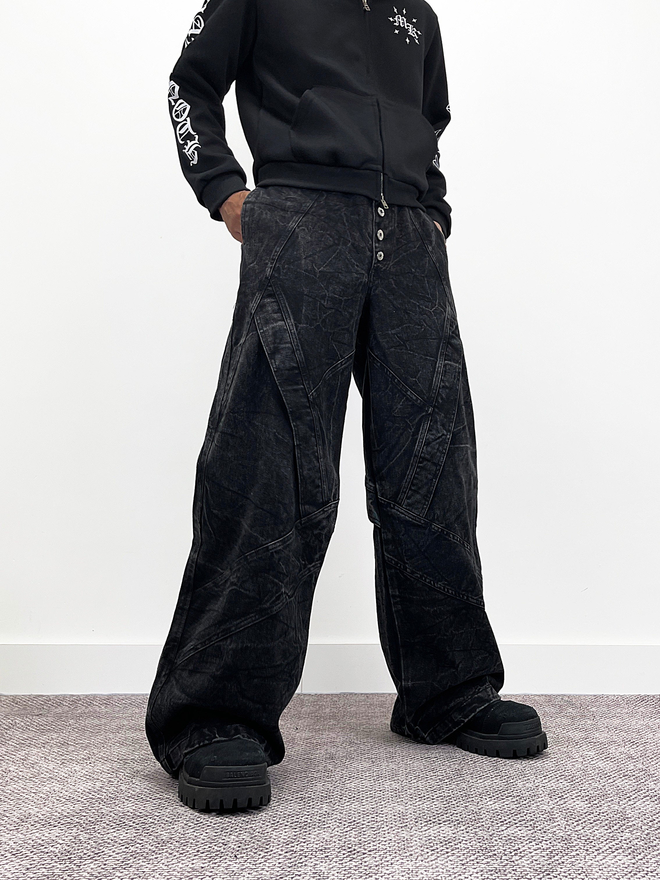 Knives Washed Jeans - Straight and Wide Leg Denim Pants