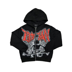 Mixed Emotion Luxury Rhinestone Lettering Zip Hoodie