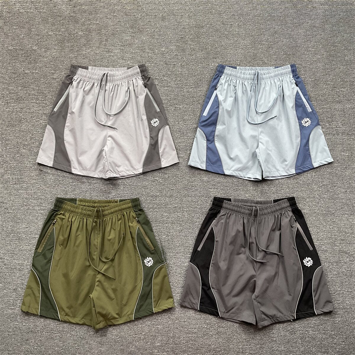 Broken Planet Geometric Spliced Nylon Sport Shorts