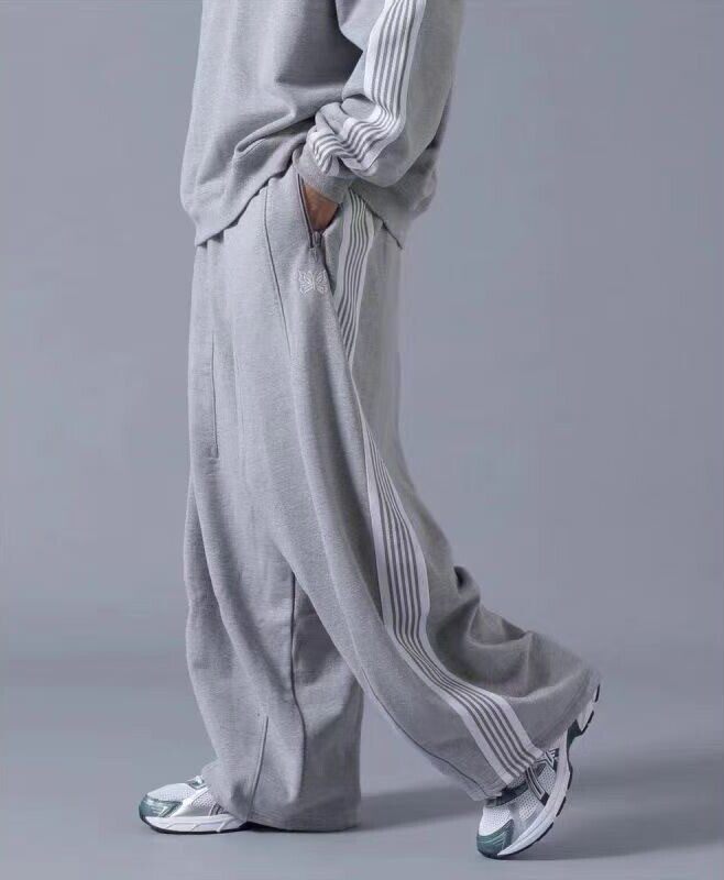 Needles Butterfly Embroidered Striped Straight Leg Pants