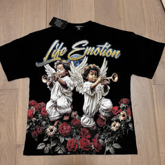 MIXED EMOTION Rhinestone Angel Graphic T-Shirt