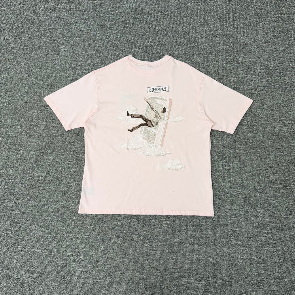 Derschutze Retro Architecture Embroidered Cotton Tee