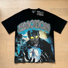 MIXED EMOTION Rhinestone Rock Graphic Cotton Tee