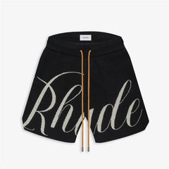 Rhude letter logo jacquard drawstring shorts