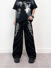 A knife thorn embroidery wide-leg pants