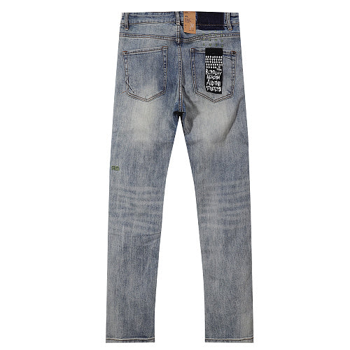 Ksubi Men Knee Distressed Slim Denim Jeans