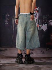 NOMANIAI Buttoned washed distressed loose straight jeans