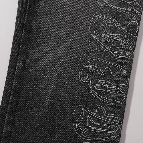 Purple Brand Men Grey Straight Wide Leg Jeans