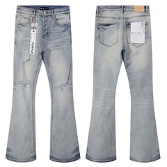 Purple Brand Men Flare Leg Denim Streetwear Jeans
