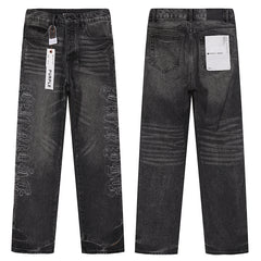 Purple Brand Men Grey Straight Wide Leg Jeans