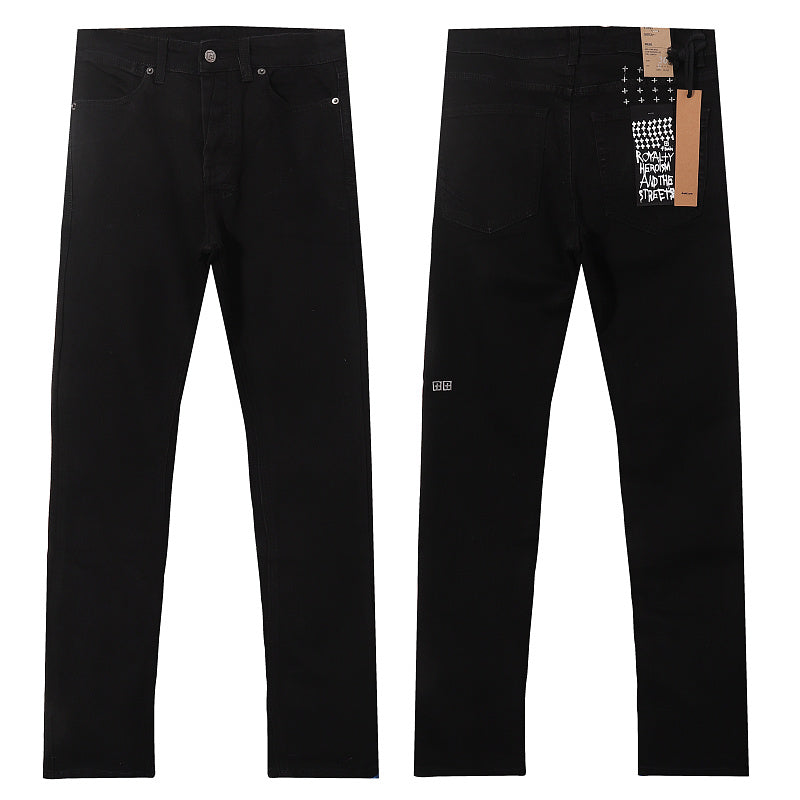 Ksubi Matte Black White Cross Embroidered Denim Jeans