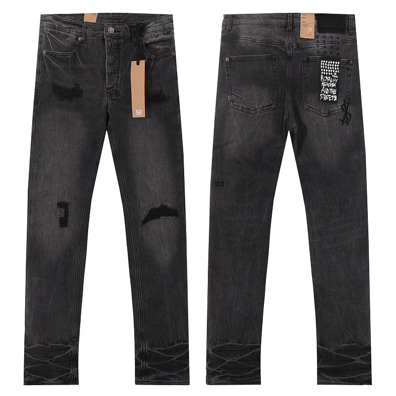 Ksubi Men Black Ripped Slim Denim Jeans