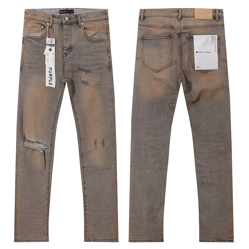 Purple Brand Men Mud Wash Ripped Denim Jeans