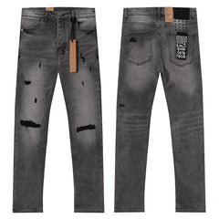 Ksubi Men Grey Distressed Slim Denim Jeans