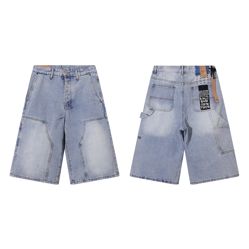 Ksubi Men Blue Baggy Patchwork Denim Shorts