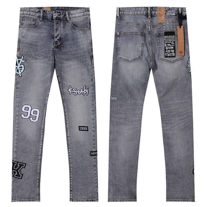 Ksubi Men Varsity Patch Slim Denim Jeans