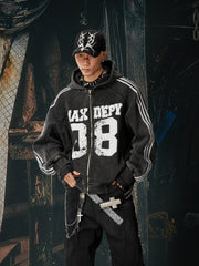 NOMANIAI Three-bar pattern hooded jacket